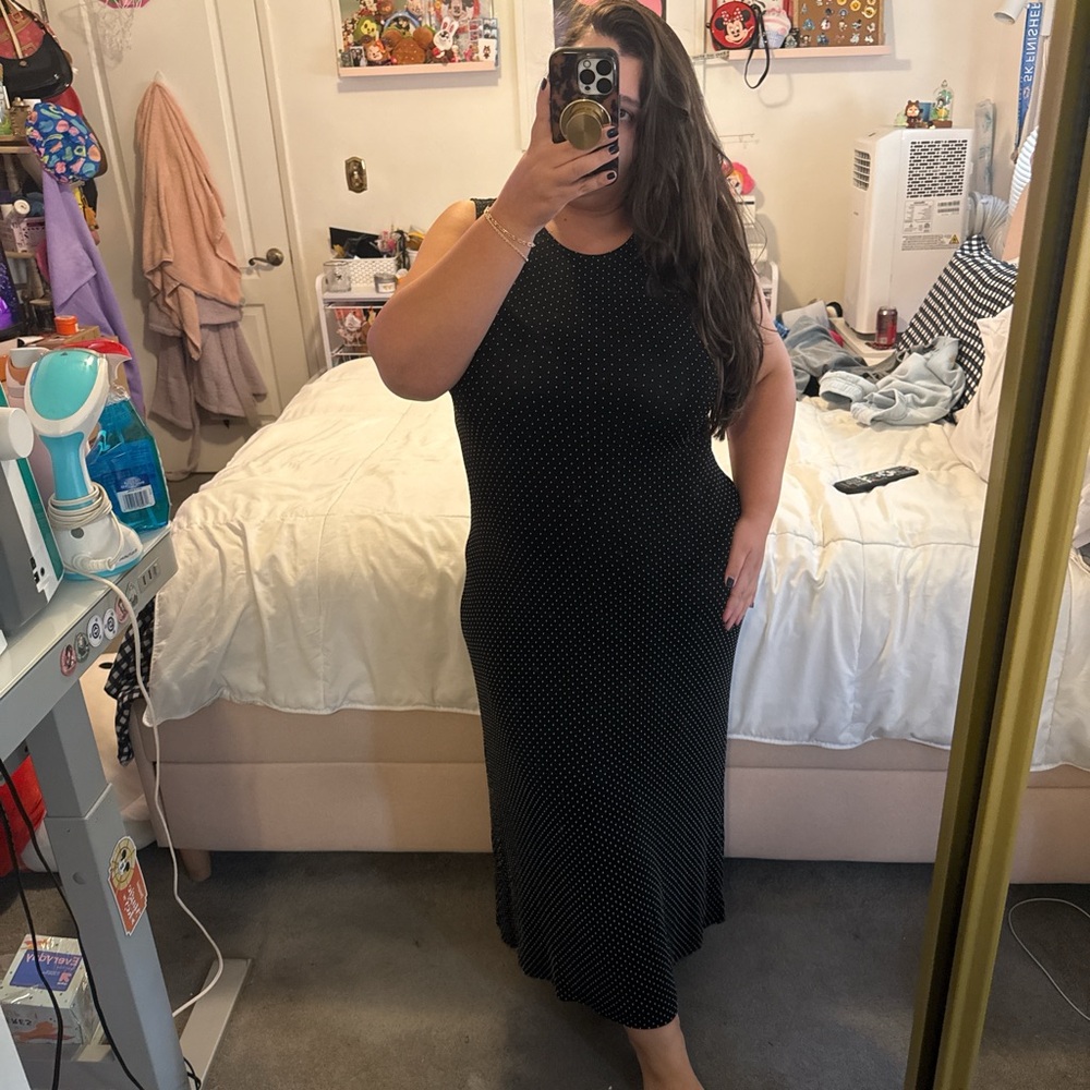 Vintage plus size polka dot maxi dress